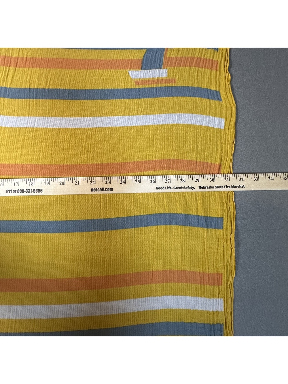 Vintage Lightweight Yellow Striped Scarf with Sailboat Pattern - Picture 11 of 12